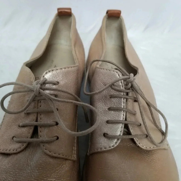 AGL 36 Juliet  Calf Leather Rose Metallic Oxfords Cork Rubber Soles - Picture 10 of 16